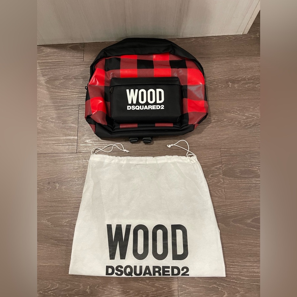 Wood Dsquared2 Backpack Black & Red Plaid